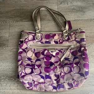 Coach F23939 Daisy Kaleidoscope Print Emma Tote Violet/Purple Multi Y2K